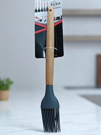 Kuka Bambu Saplı Yumurta Fırçası Antrasit Renk 27 cm