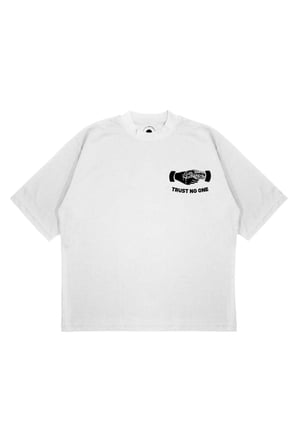 Unisex Oversize TRUST NO ONE Baskılı T-shirt