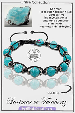 Sertifikalı Gerçek AAA+ Terahertz - Larimar Taşı Bileklik
