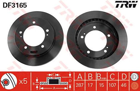 TRW DF3165 Ön Fren Aynası Havalı Suzuki Vitara 5 Kapı 90-98 Jimny 05-287x5 5521156B00