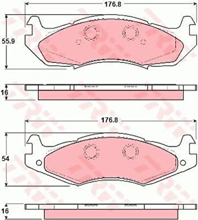 TRW GDB1207 Ön Balata Hummer 92-04 Jeep Cherokee 84-01 Wrangler 86-90 8983501167