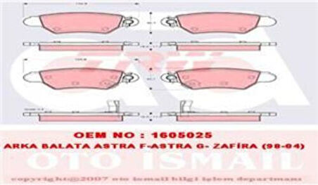 TRW GDB1352 Arka Fren Balatası Diskli Frenler Astra G Zafira A 1605093