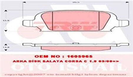 TRW GDB1412 Arka Fren Balatası Disk İçin Corsa C Tigra B 1605965