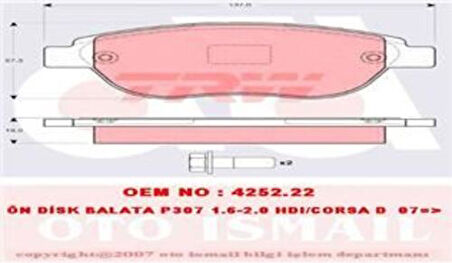 TRW GDB1464 Ön Fren Balatası C3 II C4 Xsara P1007 207 P307 Doblo 2006- 4254.71