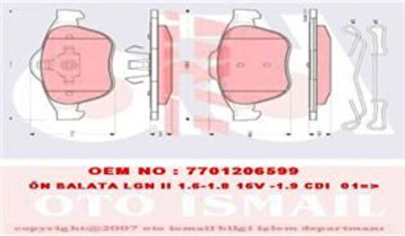 TRW GDB1468 Ön Fren Balatası Laguna II 1.6 16V 1.8 16V 1.9 3.0 V6 Megane II 05 1.6 16V 1.5 2.0 1.8 7701209100