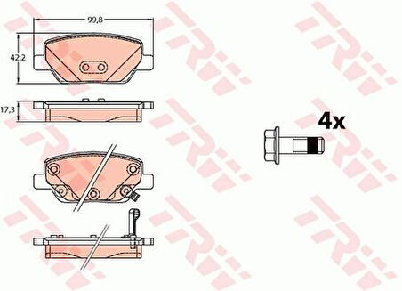 TRW GDB2156 Arka Fren Balatası Egea 1.4 1.6 1.3 Multijet 1.6D Multijet 15- 263310915RL
