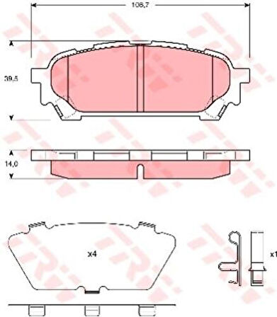 TRW GDB3395 Arka Fren Balatası Subaru Impreza 00-07 Forester SG 03-07 26696FE050