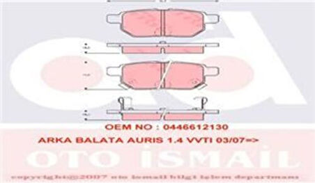 TRW GDB3454 Arka Fren Balatası Toyota Corolla Auris 2007-Yaris 1.0 1.3 2005-Verso 2009- 0446612130