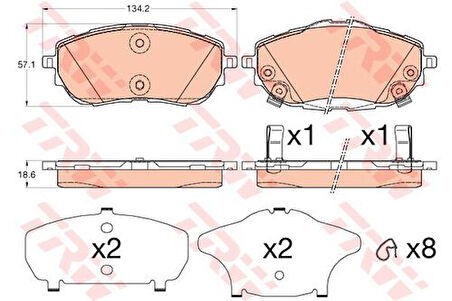TRW GDB3598 Ön Fren Balatası Toyota Corolla 2013-Auris 2012-1.33 1.6 Benzinli 1.4 D4D Dizel 446502390