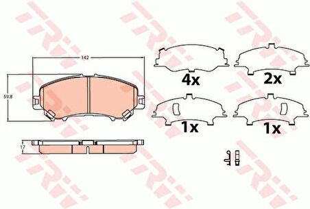 TRW GDB3622 Ön Fren Balatası Nissan Qashqai J11 Kasa 2013-XTrail 2014- Renault Kadjar 2015- D10604BA0A