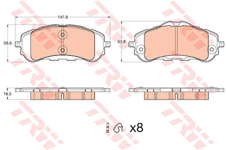 TRW Ön Balata 308 Iı 1.2 Vti-1.2 Thp-1.6 Hdi-2.0 Hdi 13 Fren Diski Çapı 283mm İçin