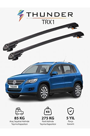 VOLKSWAGEN TIGUAN 2007-2016 TRX1 Thunder Carrier Kilitli Ara Atkı Taşıyıcı Tavan Barı Gri
