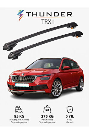 SKODA KAMIQ PREMIUM 2019-Sonrası TRX1 Thunder Carrier Kilitli Ara Atkı Taşıyıcı Tavan Barı Gri