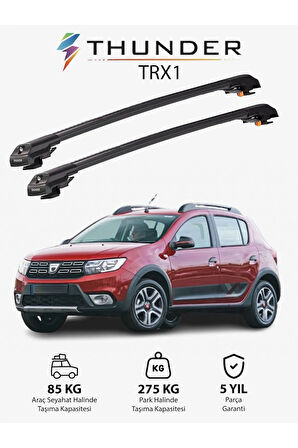 DACIA SANDERO STEPWAY 2013-2020 TRX1 Thunder Carrier Kilitli Ara Atkı Taşıyıcı Tavan Barı Gri