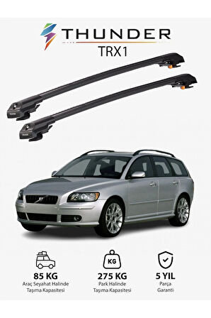 VOLVO V50 2004-2012 TRX1 Thunder Carrier Kilitli Ara Atkı Taşıyıcı Tavan Barı Gri