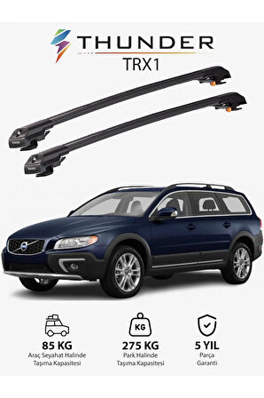 VOLVO XC70 2008-2016 TRX1 Thunder Carrier Kilitli Ara Atkı Taşıyıcı Tavan Barı Gri