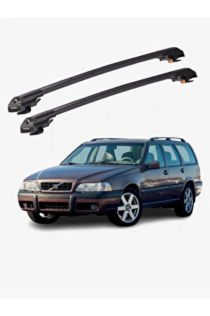 VOLVO XC70 1998-2000 TRX1 Thunder Carrier Kilitli Ara Atkı Taşıyıcı Tavan Barı Gri