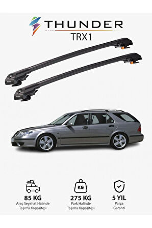 SAAB 9-5 1998-2010 TRX1 Thunder Carrier Kilitli Ara Atkı Taşıyıcı Tavan Barı Gri
