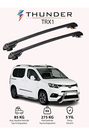 TOYOTA PROACE CITY 2019-Sonrası TRX1 Thunder Carrier Kilitli Ara Atkı Taşıyıcı Tavan Barı Gri