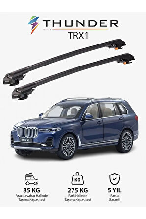 BMW X7 2019-Sonrası TRX1 Thunder Carrier Kilitli Ara Atkı Taşıyıcı Tavan Barı Gri