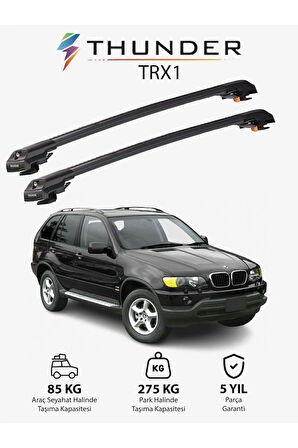 BMW X5 2000-2006 TRX1 Thunder Carrier Kilitli Ara Atkı Taşıyıcı Tavan Barı Gri