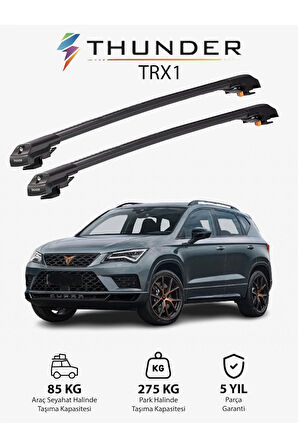 CUPRA ATECA 2018 - Sonrası TRX1 Thunder Carrier Kilitli Ara Atkı Taşıyıcı Tavan Barı Gri