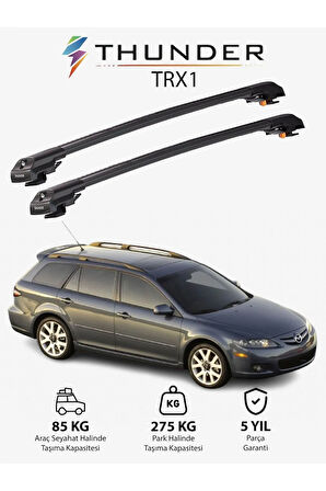 MAZDA 6 2002-2007 TRX1 Thunder Carrier Kilitli Ara Atkı Taşıyıcı Tavan Barı Gri