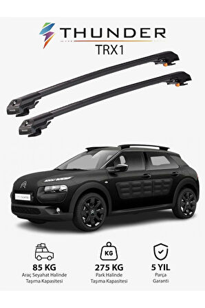 CITROEN C4 CACTUS 2014-Sonrası TRX1 Thunder Carrier Kilitli Ara Atkı Taşıyıcı Tavan Barı Gri