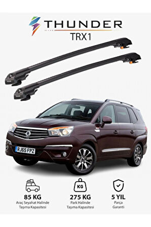 SSANGYONG TURISMO 2013-Sonrası TRX1 Thunder Carrier Kilitli Ara Atkı Taşıyıcı Tavan Barı Gri