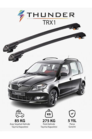 SKODA ROOMSTER 2006-2015 TRX1 Thunder Carrier Kilitli Ara Atkı Taşıyıcı Tavan Barı Gri