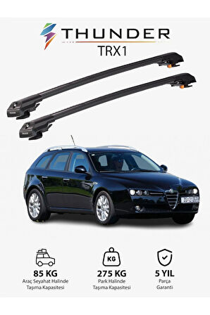 ALFA ROMEO 159 SPORTWAGON 2006-2011 TRX1 Thunder Carrier Kilitli Ara Atkı Taşıyıcı Tavan Barı Siyah