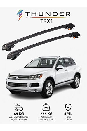 VOLKSWAGEN TOUAREG 2011-2018 TRX1 Thunder Carrier Kilitli Ara Atkı Taşıyıcı Tavan Barı Siyah