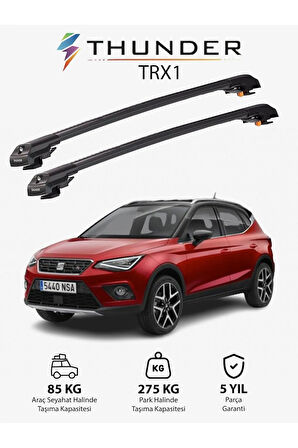 SEAT ARONA 2017-Sonrası TRX1 Thunder Carrier Kilitli Ara Atkı Taşıyıcı Tavan Barı Siyah