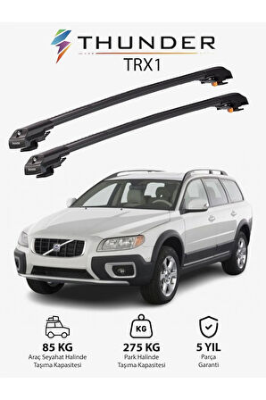 VOLVO XC70 2000-2008 TRX1 Thunder Carrier Kilitli Ara Atkı Taşıyıcı Tavan Barı Siyah