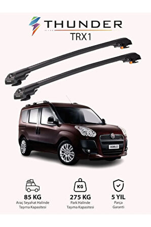 FIAT DOBLO 2 2010-2022 TRX1 Thunder Carrier Kilitli Ara Atkı Taşıyıcı Tavan Barı Siyah
