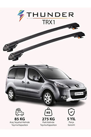 PEUGEOT TEPEE PARTNER 2008-2018 TRX1 Thunder Carrier Kilitli Ara Atkı Taşıyıcı Tavan Barı Siyah