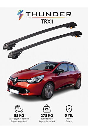 RENAULT CLIO 2013-Sonrası TRX1 Thunder Carrier Kilitli Ara Atkı Taşıyıcı Tavan Barı Siyah