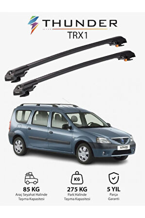 DACIA LOGAN MCV 2007-2012 TRX1 Thunder Carrier Kilitli Ara Atkı Taşıyıcı Tavan Barı Siyah