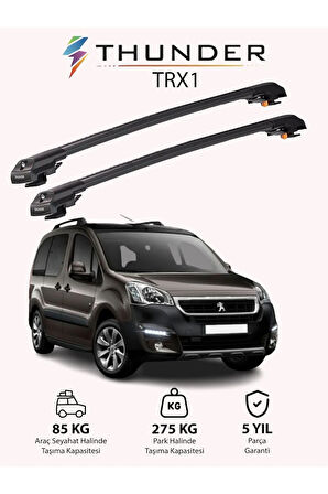 PEUGEOT PARTNER 2019-Sonrası TRX1 Thunder Carrier Kilitli Ara Atkı Taşıyıcı Tavan Barı Siyah