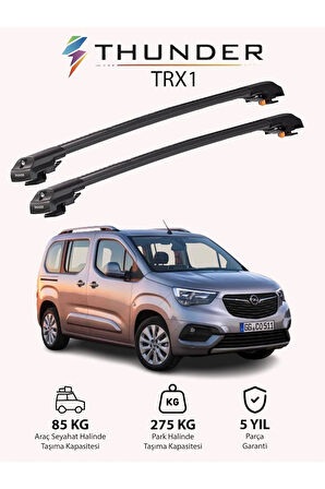 OPEL COMBO E 2019-Sonrası TRX1 Thunder Carrier Kilitli Ara Atkı Taşıyıcı Tavan Barı Siyah