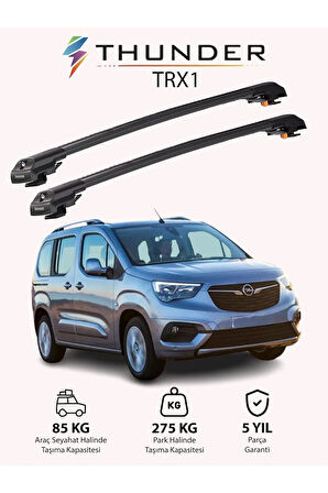 OPEL COMBO LIFE 2019-Sonrası TRX1 Thunder Carrier Kilitli Ara Atkı Taşıyıcı Tavan Barı Siyah