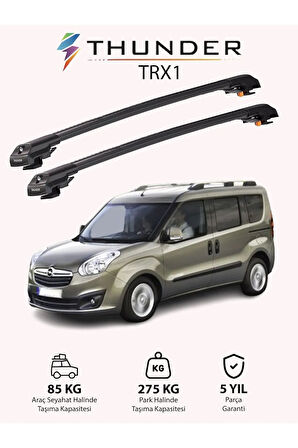 OPEL COMBO D 2012-2018 TRX1 Thunder Carrier Kilitli Ara Atkı Taşıyıcı Tavan Barı Siyah