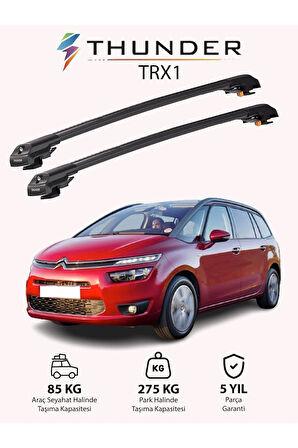 CITROEN C4 GRAND PICASSO 2006-2013 TRX1 Thunder Carrier Kilitli Ara Atkı Taşıyıcı Tavan Barı Siyah