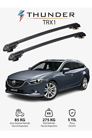 MAZDA 6 2013-Sonrası TRX1 Thunder Carrier Kilitli Ara Atkı Taşıyıcı Tavan Barı Siyah