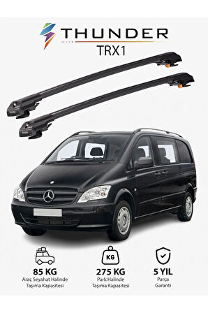 MERCEDES-BENZ VIANO 2003-2014 TRX1 Thunder Carrier Kilitli Ara Atkı Taşıyıcı Tavan Barı Siyah