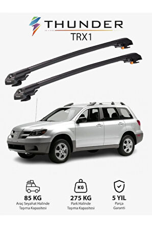 MITSUBISHI OUTLANDER 2003-2006 TRX1 Thunder Carrier Kilitli Ara Atkı Taşıyıcı Tavan Barı Siyah