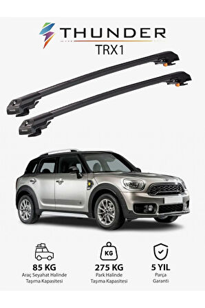 MINI COUNTRYMAN 2017-Sonrası TRX1 Thunder Carrier Kilitli Ara Atkı Taşıyıcı Tavan Barı Siyah