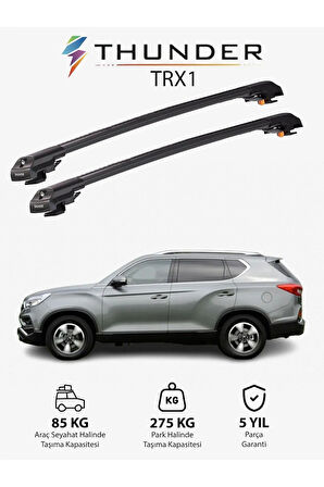SSANGYONG REXTON W 2013-2017 TRX1 Thunder Carrier Kilitli Ara Atkı Taşıyıcı Tavan Barı Siyah