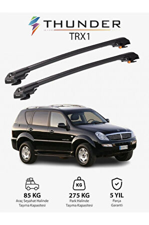 SSANGYONG REXTON 2001-2005 TRX1 Thunder Carrier Kilitli Ara Atkı Taşıyıcı Tavan Barı Siyah