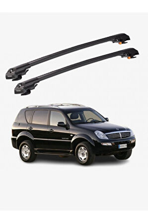 SSANGYONG REXTON 2001-2005 TRX1 Thunder Carrier Kilitli Ara Atkı Taşıyıcı Tavan Barı Siyah